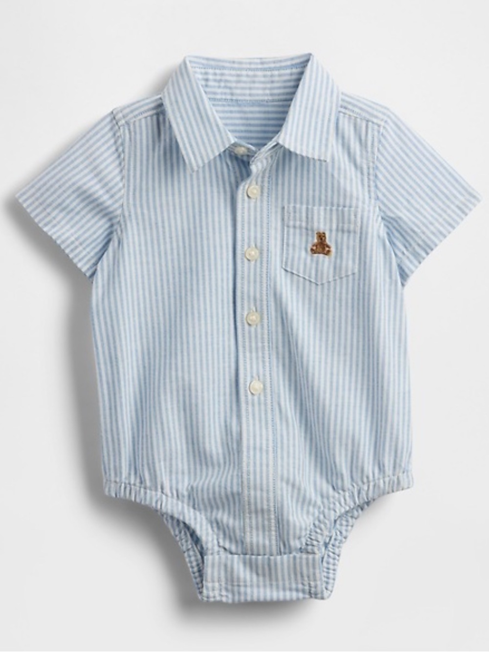 Baby Gap Boys Blue Striped Oxford Bubble Romper Shirt 18 24 Months